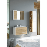 Подвесная правая тумба с двумя ящиками с умывальником из литьевого мрамора. арт-Mai.01.09/R — фото 3, Тумбы с раковиной