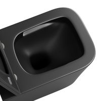 Унитаз подвесной Grossman GR-4441BMSQ (530х360х365) безободковый,черный матовый с тонкой крышкой,микролифт,смыв торнадо,1 место — фото 3, Подвесные унитазы