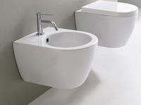 Биде Scarabeo MOON подвесное с одним отверстием укороченное цвет белый арт-5525 — фото 2, Биде подвесные