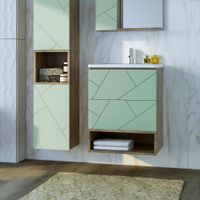 Товар: Тумба с раковиной и нишей Бриклаер КРИСТАЛЛ 60F, фисташковый/дуб гранж песочный - фото 1 Тумба с раковиной и нишей Бриклаер КРИСТАЛЛ 60F, фисташковый/дуб гранж песочный — фото 1, Тумбы с раковиной