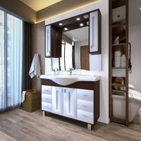 Тумба под раковину напольная Бриклаер БАЛИ венге/белый , 120 см арт-4627125411892 — фото 4, Тумбы с раковиной