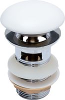 Донный клапан Aquanet белый матовый, с переливом 00333928 — фото 1, Донные клапаны