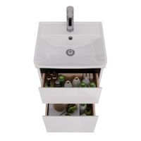 Тумба Lemark COMBI 45 см под 1 раковину, подвесная/напольная, 2 ящика, цвет планки: Чёрный, цвет кор арт-LM03C45T-black — фото 2, Тумбы под раковину