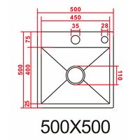 Кухонная мойка AZARIO NICOLE 500х500х220 нержавеющая сталь, в комплекте сифон, диспенсер, коландер, серебро арт-AZS5050N — фото 1, Кухонные мойки