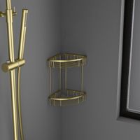 Полка угловая двойная Timo Saona золото матовое арт-13082/17 — фото 3, Полки для ванной и душа