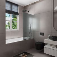 Шторка на ванну стеклянная D&K Berlin DG1007035, 140*70, черный — фото 1, Неподвижные шторки для ванной