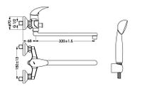 Смеситель для ванны/душа Vidima Orion, универсальный, однорычажный, хром арт-BA005AA — фото 1, Смеситель для ванны
