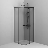 X-joy душевое огражд квадратн.,раздвиж.двери 80x80 черный мат.,стекло прозрачн арт-W94G-403-8080-BT1K — фото 1, Квадратные душевые уголки