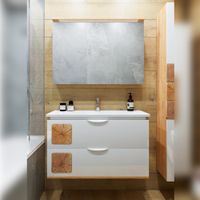 Комплект мебели для ванной Бриклаер Форест 100B, дуб золотой/белый — фото 1, Комплекты мебели для ванной