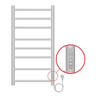 Полотенцесушитель электрический AZARIO PARMA 400/800 8 секций, диммер справа, белый арт-AZ10848W — фото 3, Электрические полотенцесушители