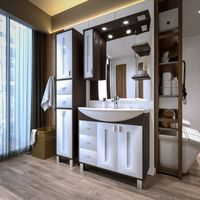 Товар: Зеркало со шкафом Бриклаер БАЛИ 90 см левое, венге/белый 4627125411854 - фото 3 Зеркало со шкафом Бриклаер БАЛИ 90 см левое, венге/белый 4627125411854 — фото 3, Шкафы для ванной