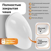 Унитаз подвесной Grossman (520х360х400) безободковый,белый с тонкой крышкой,микролифт,смыв торнадо,закрытое дно,1 место арт-GR-4411SQC — фото 6, Подвесные унитазы