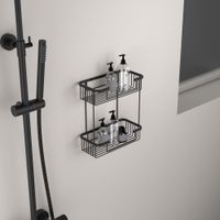 Полка двойная Timo Saona 13083/03 черный — фото 1, Полки для ванной и душа