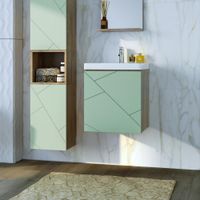 Тумба под раковину подвесная Бриклаер КРИСТАЛЛ фисташковый, 50 см 4627125417146 — фото 1, Тумбы с раковиной