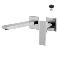 Смеситель для раковины, Fima Carlo Frattini, Zeta, тип открывания воды-однорычажный, монтаж-настенный встраиваемый, отверстия для монтажа-2, вынос излива, мм-154, донный клапан-есть, внутренняя часть-необходимо заказать, цвет-черный матовый арт-F3971NX8NS — фото 1, Смесители для раковины