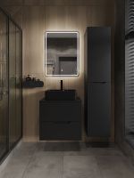 Orange Line тумба с раковиной подвесная 60 см, черный арт-Li-60TubMDF+B01-475MB — фото 3, Тумбы с раковиной