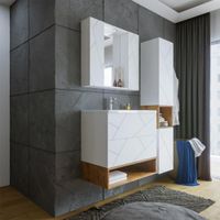 Комплект мебели для ванной Бриклаер КРИСТАЛЛ 80ZSSB, белый/дуб бунратти — фото 8, Комплекты мебели для ванной