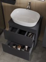 Orange Line Li-60TugMDF+B08-500W тумба с раковиной подвесная 60 см, графит/белый Li-60TugMDF+B08-500W — фото 3, Тумбы с раковиной