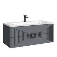 Тумба подвесная "ЛУКСОР-100 см" с 2-я ящ. графит матовая (ум. Блисс-100 см.) 1010059 — фото 1, Комоды и тумбы для ванной комнаты