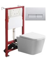 Agger Унитаз подвесной безободковый TORNADO белый с инсталляцией, микролифт, кнопка смыва хром арт-ATI11150+APB200 — фото 1, Комплекты унитаз + инсталляция