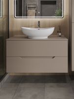 Orange Line Li-100TuLMDF+B08-585W тумба с раковиной подвесная 100 см, латте/белый Li-100TuLMDF+B08-585W — фото 3, Тумбы с раковиной