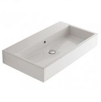 Раковина GLOBO STONE подвесная или накладная с пятью намеченными отверстиями цвет белый SCQ81BI — фото 1, Раковины накладные