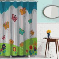 шторка д/в тканевая 180х180см "Бабочки" MZ-85 — фото 1, Шторки на ванну