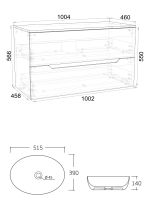 Orange Line Li-100TubMDF+B05-520W тумба с раковиной подвесная 100 см, черный/белый Li-100TubMDF+B05-520W — фото 2, Тумбы с раковиной
