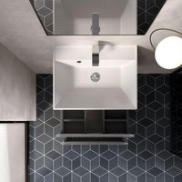 "S1" тумба под умывальник подвесная 60 см., цвет серый. арт-AQM900160GM — фото 2, Тумбы под раковину