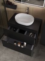 Orange Line тумба с раковиной подвесная 80 см, черный/белый арт-Li-80TubMDF+B05-480W — фото 4, Тумбы с раковиной