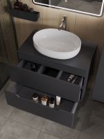 Orange Line тумба с раковиной подвесная 80 см, графит/белый арт-Li-80TugMDF+B05-520W — фото 4, Тумбы с раковиной