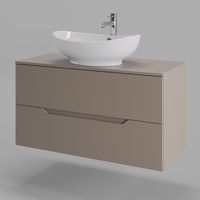 Orange Line Li-100TuLMDF+B08-585W тумба с раковиной подвесная 100 см, латте/белый Li-100TuLMDF+B08-585W — фото 1, Тумбы с раковиной