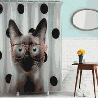 шторка д/в тканевая 180х180см "Кот в очках" MZ-41 — фото 1, Шторки на ванну
