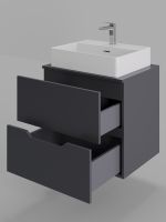 Orange Line тумба с раковиной подвесная 60 см, графит/белый арт-Li-60TugMDF+B04-500W — фото 6, Тумбы с раковиной