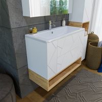 Комплект мебели для ванной Бриклаер , белый/дуб бунратти арт-КРИСТАЛЛ 100ZB — фото 8, Комплекты мебели для ванной