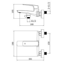 Смеситель для ванны Azario Conda с ручным душем, керамический картридж, шланг 150 см, черный матовый арт-AZ-K3011B — фото 7, Смеситель для ванны