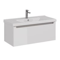 Тумба Lemark BUNO MINI 100 см под 1 раковину, подвесная, 1 ящик, цвет планки: Серый, цвет корпуса, ф арт-LM05BM100T — фото 6, Тумбы под раковину