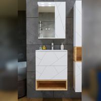 Комплект мебели для ванной Бриклаер , белый/дуб бунратти арт-КРИСТАЛЛ 60ZSB — фото 2, Комплекты мебели для ванной