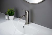 AQ1310BGM ЕВРОПА смеситель для раковины 89, без донного клапана, оружейная сталь — фото 3, Смесители для раковины