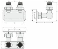 Модуль Модуль Сунержа 2х1/2" угловой EU50 Без покрытия 00-1536-1234 — фото 2, Комплектующие для полотенцесушителей