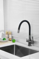 Смеситель для кухни с гибким изливом и подключением фильтра BELZ, оружейная сталь, арт-B76814-3 — фото 3, Смесители для кухни