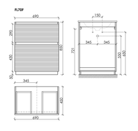 Тумба напольная SANCOS Folk Floor, 690х445х850, c двумя ящиками оснащенными доводчиками, Grey soft, арт.FL70FGS — фото 2, Комоды и тумбы для ванной комнаты