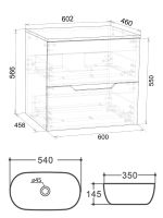 Orange Line Li-60TuwMDF+B07-540W тумба с раковиной подвесная 60 см, белый Li-60TuwMDF+B07-540W — фото 1, Тумбы с раковиной