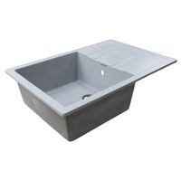 Кухонная мойка AZARIO Rio 750x505x185 искусственный мрамор, с "крылом", сифон в комплекте, цвет серый арт-CS00105229 — фото 1, Кухонные мойки