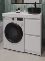 Orange Sistema Тумба напольная под стиральную машину с раковиной, белый арт-STM-100TUW+B07-345B — фото 2, Тумбы с раковиной