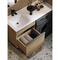 Подвесная тумба под стиральную машину с одним ящиком 115 см, цвет дуб балтийский с умывальником арт-TER01051DB+FOR.11.04.D-L — фото 3, Тумбы с раковиной