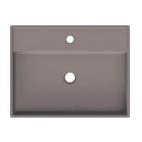 Раковина Scarabeo TEOREMA 2.0 подвесная или накладная с переливом с одним отверстием цвет песочный матовый арт-5105 52 — фото 1, Раковины подвесные