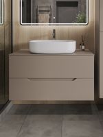 Orange Line Li-100TuLMDF+B04-600W тумба с раковиной подвесная 100 см, латте/белый Li-100TuLMDF+B04-600W — фото 3, Тумбы с раковиной