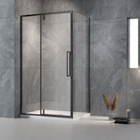 Душевой угол Veconi Rovigo RV-034B, 1200х900х1950, черный, прозрачное стекло RV034B-12090-01-C7 — фото 1, Прямоугольные душевые уголки