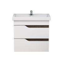 тумба Лотос 60 (Фостер 60) DB2 подвесная, дуб темный/белая без умывальника арт-MFR19690OW — фото 1, Тумбы под раковину